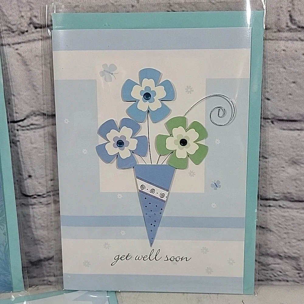 New 3D Greeting Cards Lot Of 5‎ Sympathy Condolences Get Well Soon Envelopes